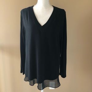 Black split-back layered Blouse